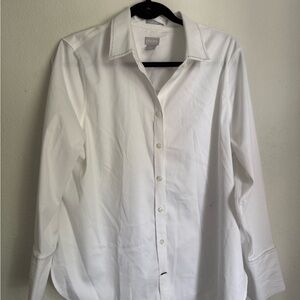 Chicos Women’s Blouse Size 2 (us12) Stretchy Blouse With Embroidered Collar